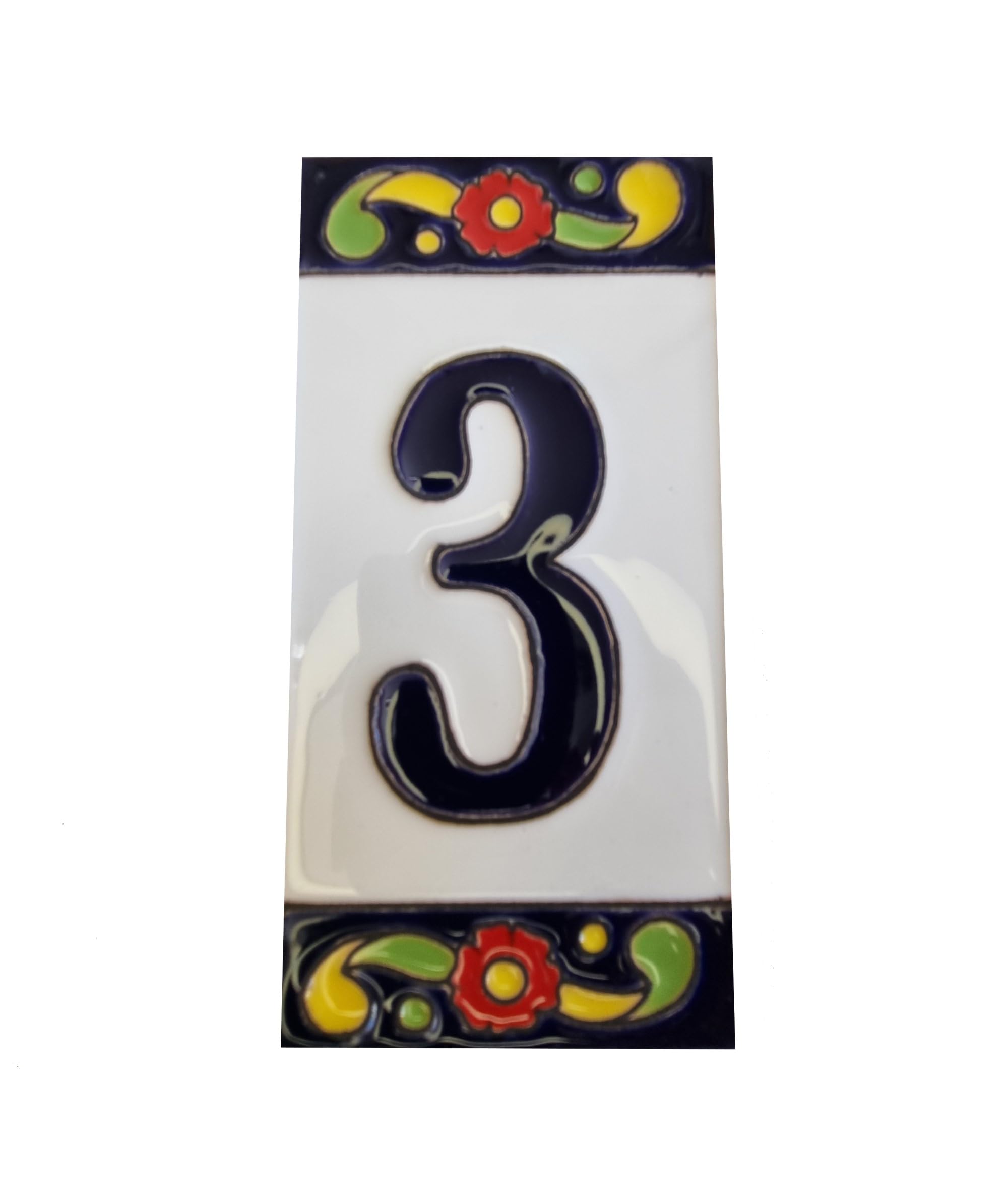 15cm x 7.5cm Large House Numbers, Spanish Ceramic House Numbers Tiles, Pepper Design (3) — image 1