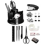 deli 15 Pcs Office Supplies Kit with Desk Organizer, Desk Accessories Set with Staple, Sharpener, Scissors, Binder Clips