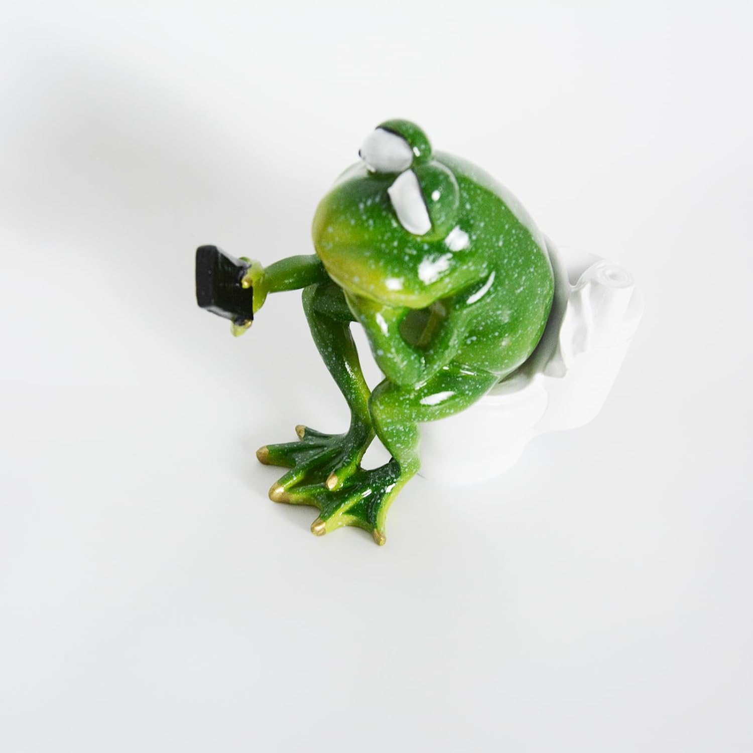 Funny Frog Sitting on Toilet, Green Frog Texting Toilet Decoration, Personalized Animal Resin Craft for Home, Office, Bathroom, Garden, Outdoor Gift - Image 5