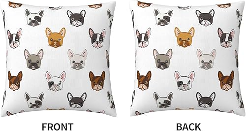 Miniatura 3 de VARUN Fundas de almohada cuadradas de bulldog francés para decoración del hogar, sofá, automóvil, dormitorio, cabezas de animales de dibujos