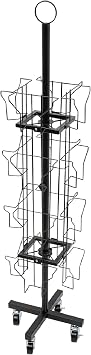 16 Pockets Rotating Greeting Card Rack Display Stand Spinning 4 Tiered Metal Floor Standing Pockets Greeting Card Display Rack For Sticker, Brochure, Postcard