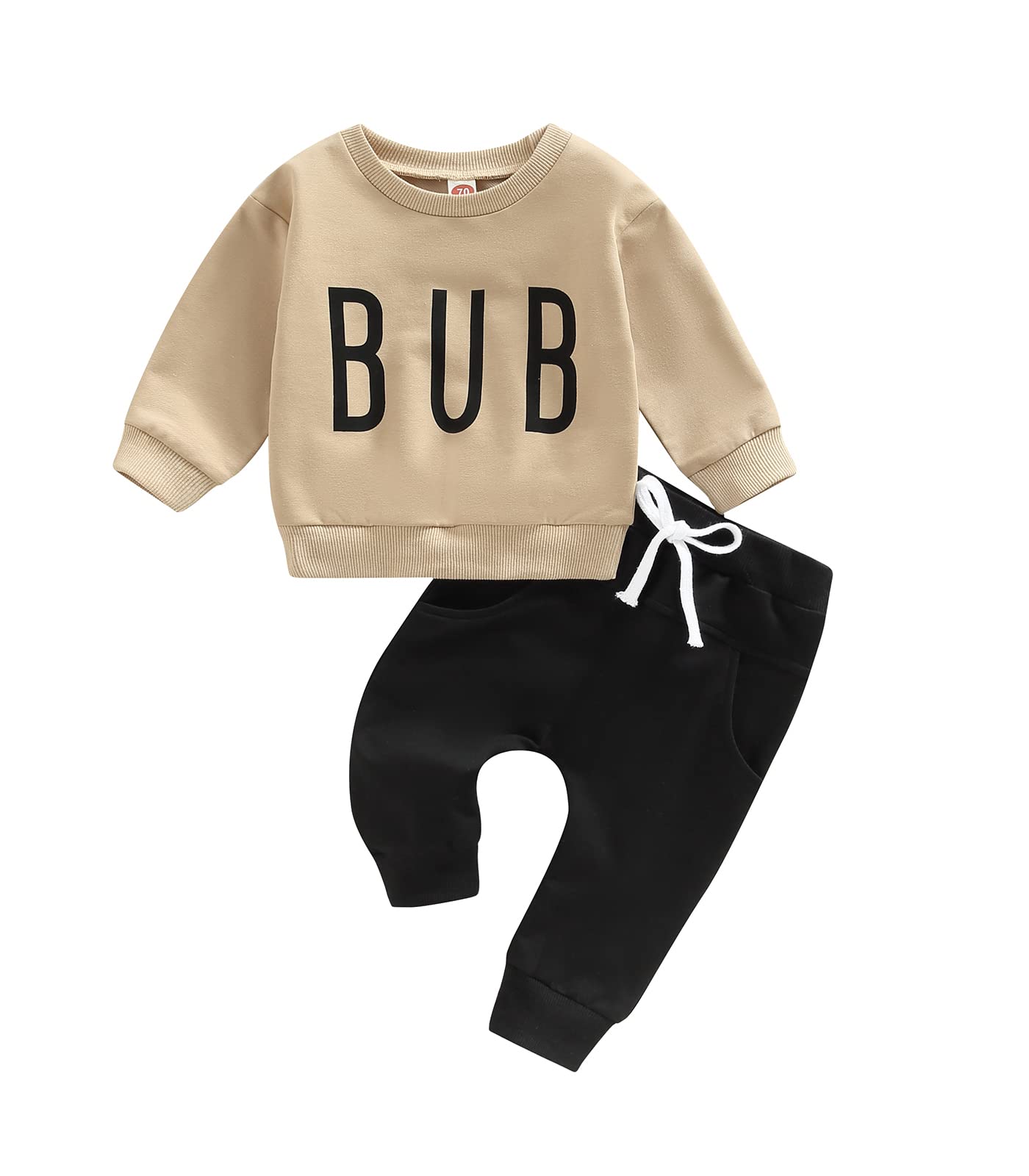 Baby Toddler Boys Fall Winter Outfits Little Dude Letter Printed Long Sleeve Sweatshirts Pants 2Pcs Clothes Set