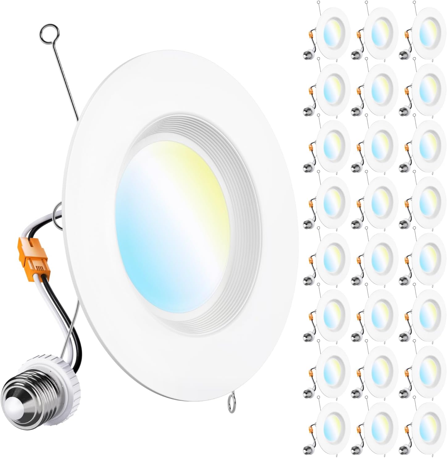 Sunco Lighting - 24 Pack 5/6" LED Can Lights, Retrofit Recessed Lights, 2700K/3000K/3500K/4000K/5000K, Dimmable, 13W=75W, 1050LM, Replacement Conversion Kit, UL