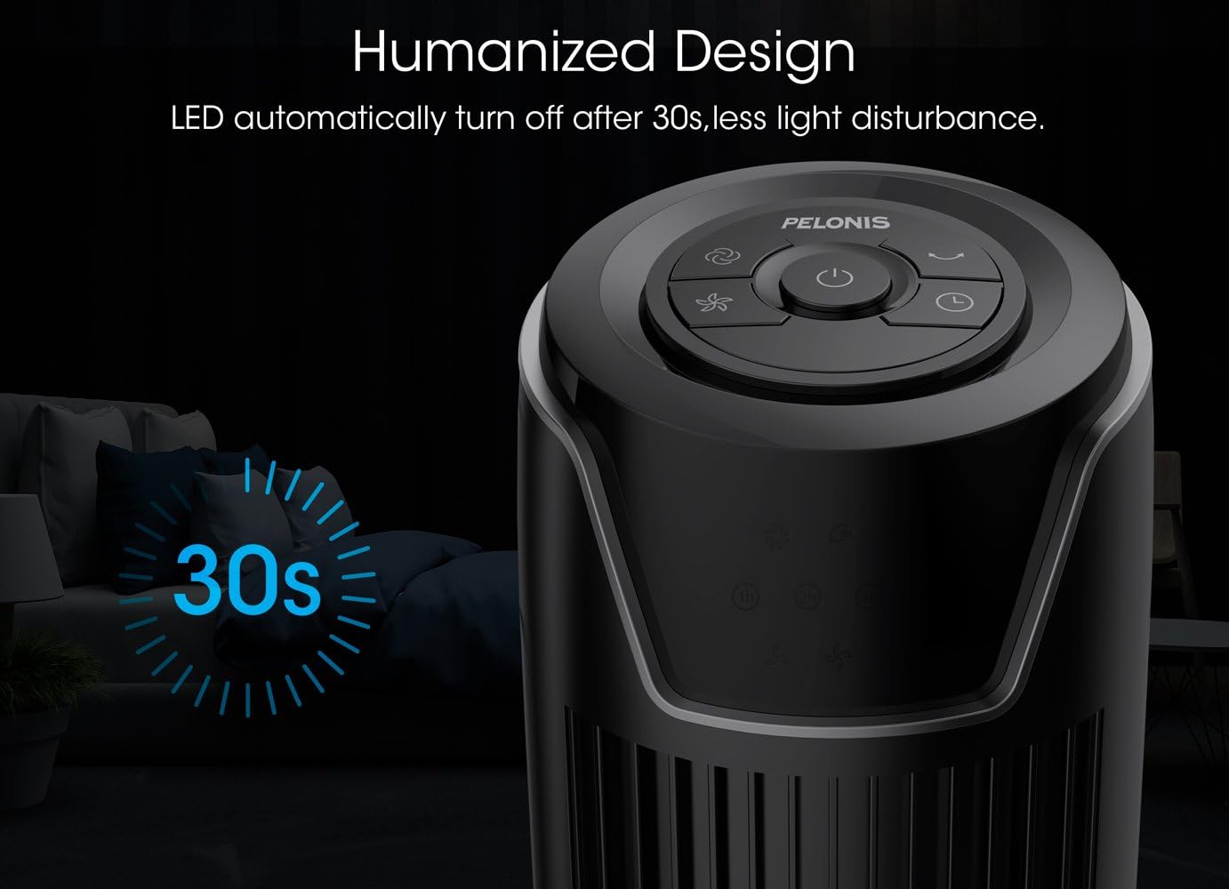 Fan, Tower Fan 36" with LED Display, Remote Control, 3 Quiet Speed and Modes, 7h Programmed Timer, Smooth Oscillating, by Pelonis