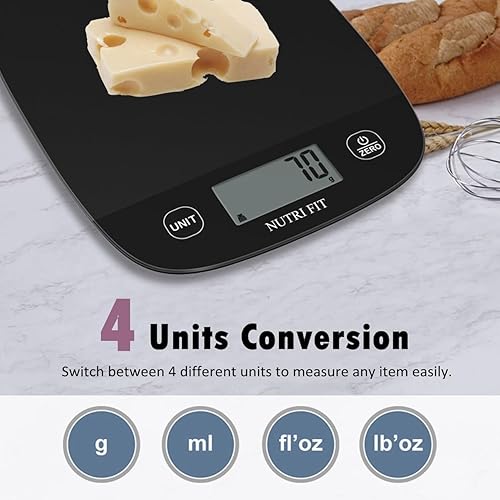 Miniatura 4 de 1 báscula de alimentos, báscula digital de cocina, gramos y onzas para hornear y cocinar + 1 báscula de baño para peso corporal y grasa, báscula