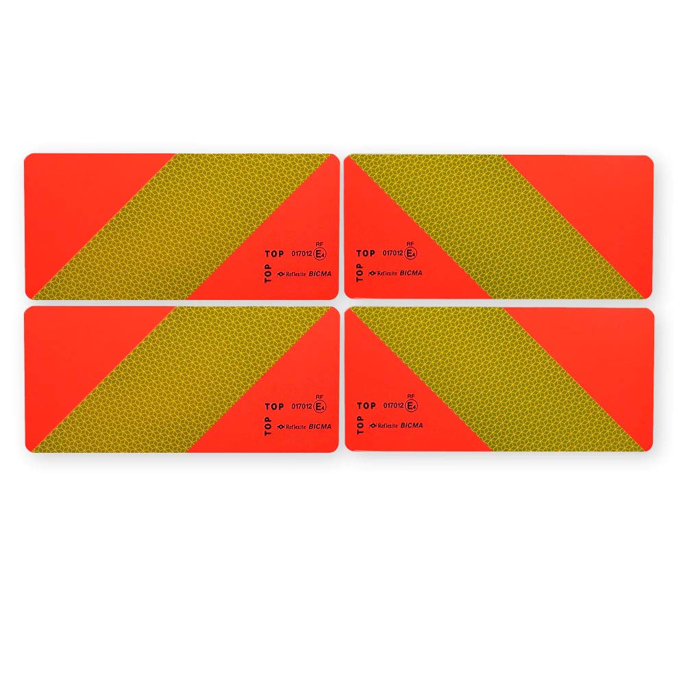 Lot de 4 panneaux d'avertissement 285 x 132 mm en Alu pour tracteurs ECE 70.01 - Réflecteur - Réfléchissant
