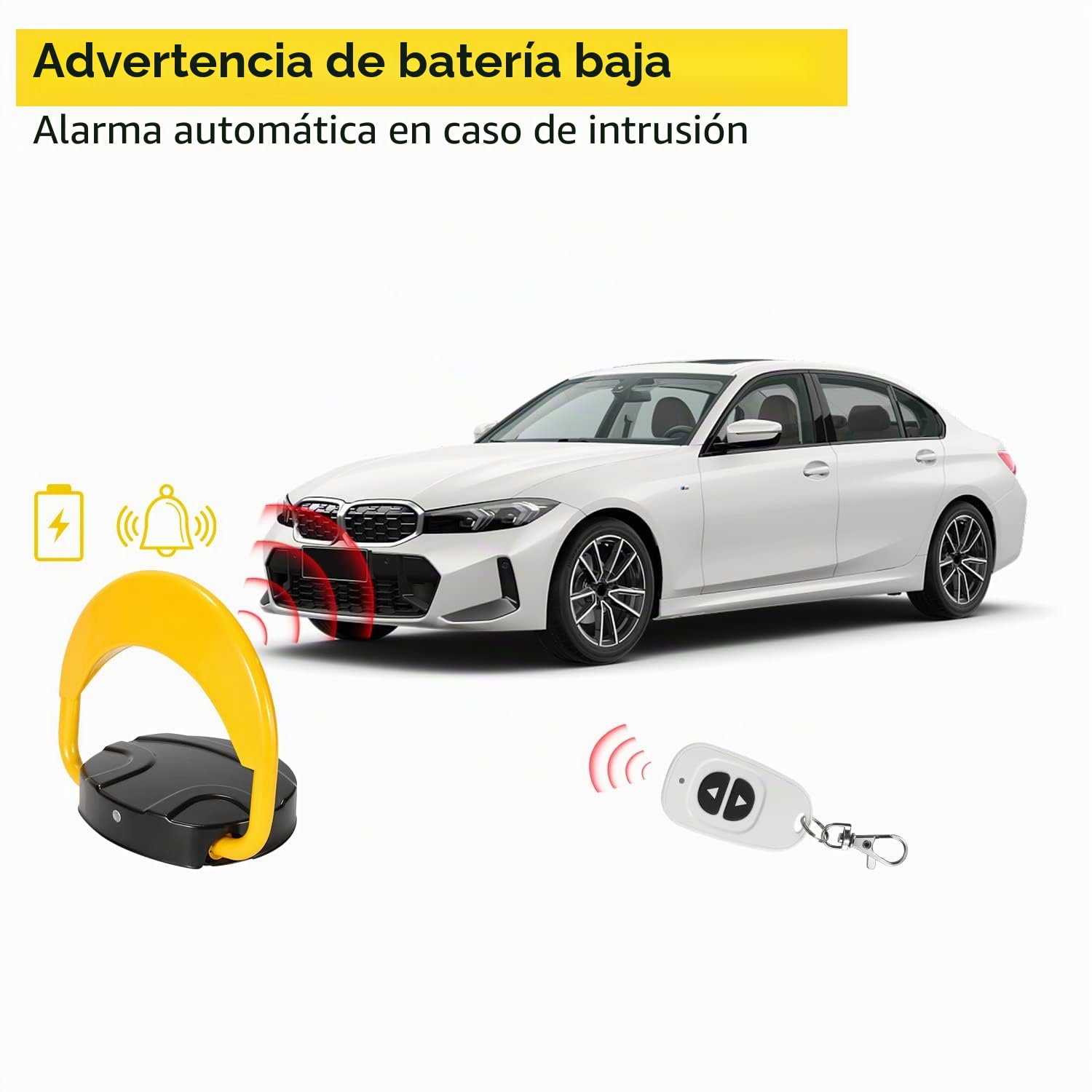 1 barrera de aparcamiento con 2 mandos a distancia, plegable, con 2 llaves, postes de aparcamiento 180°, alcance del mando a distancia de 20 m, P67