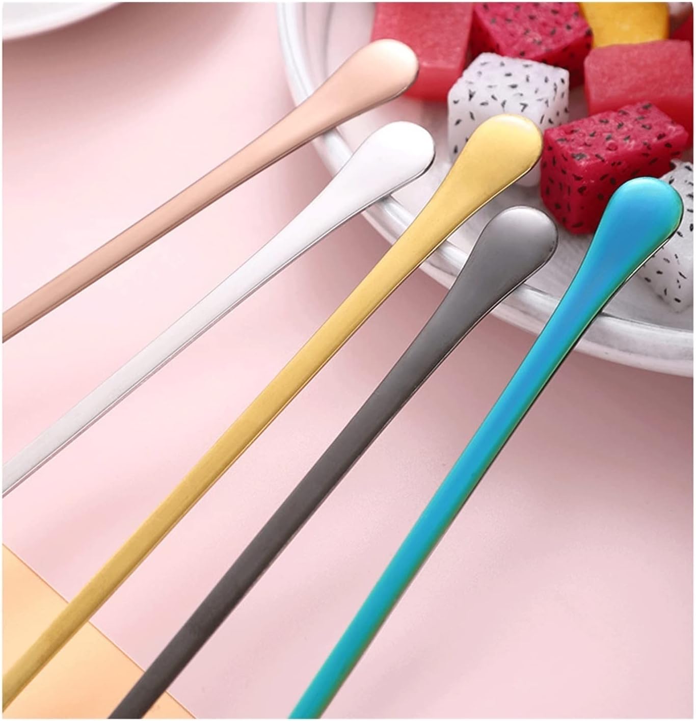 Spoons,Rice Spoons, Stainless Steel Coffee Spoon Long Handle Spoon Ice Cream Dessert Spoon Fruit Spoon Stirring Milk Tea Spoon Dinner Spoon Teaspoons(Silver,Large)