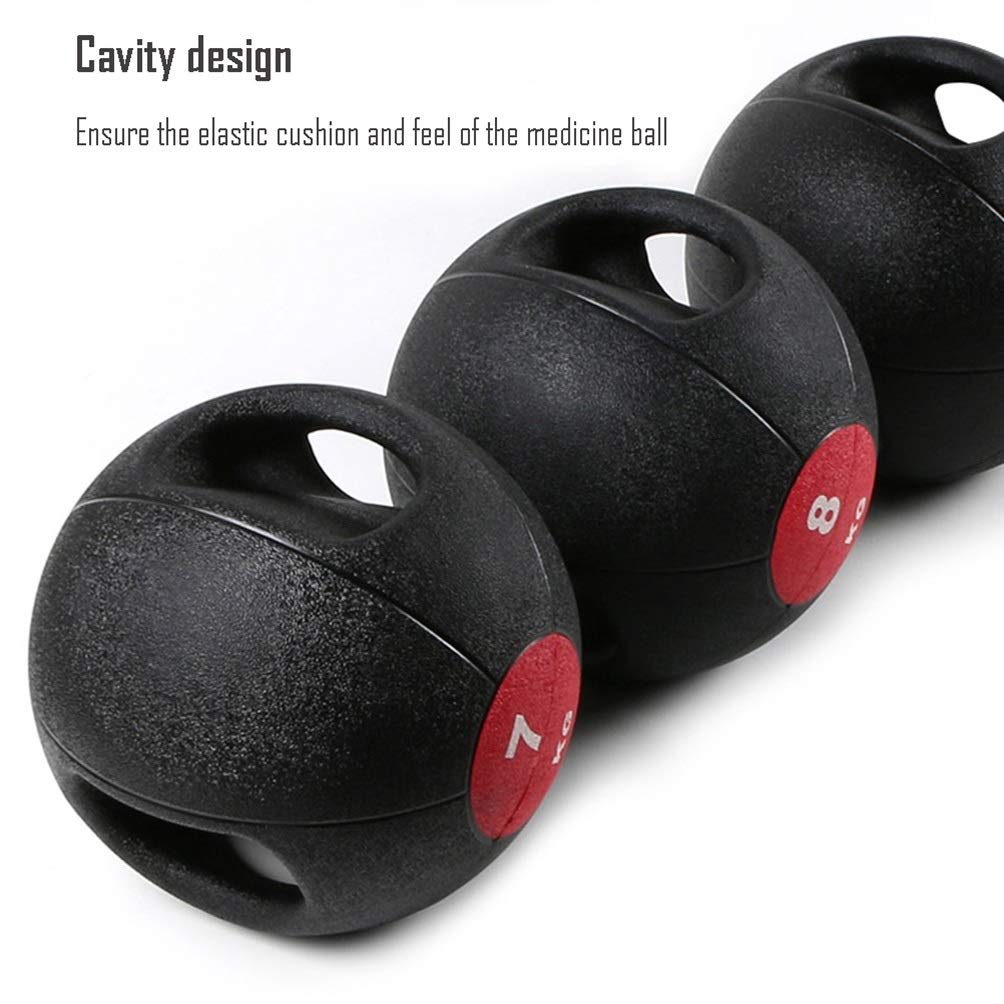 Pelota Medicinal Medicina Bola, Bola elástica con la manija, la Gravedad de la Bola, la Cintura y la Bola del Balance Abdomen, con Boquilla Anti-Fugas, 3KG/4KG/5KG/6KG/7KG/8KG/9KG/10KG