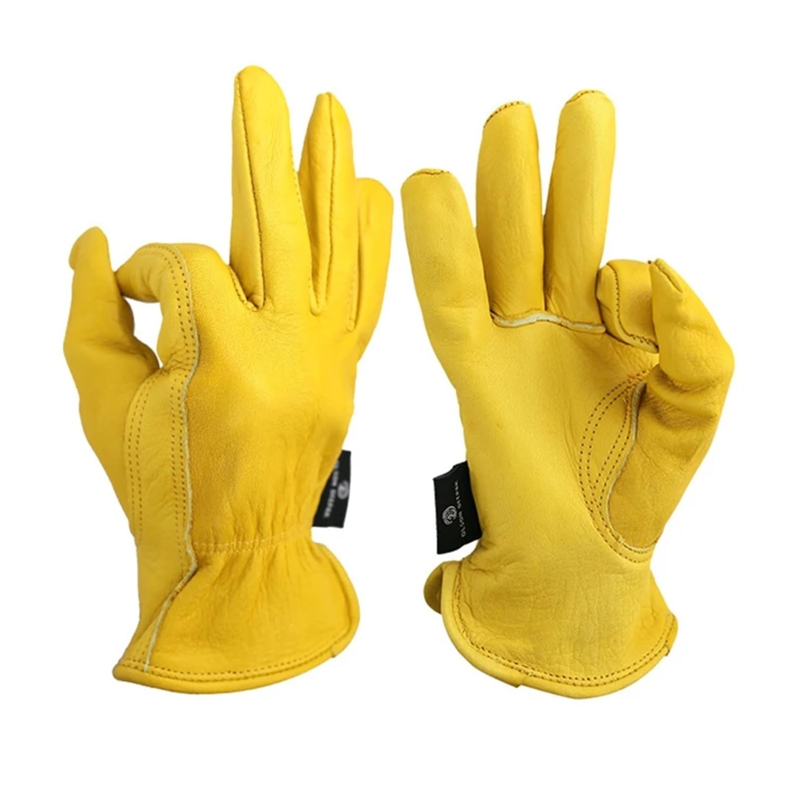 Genérico 5 Pares de Guantes de Trabajo de Piel de Vacuno, Guantes de Seguridad Unisex for Motocicletas, jardinería y tareas laborales