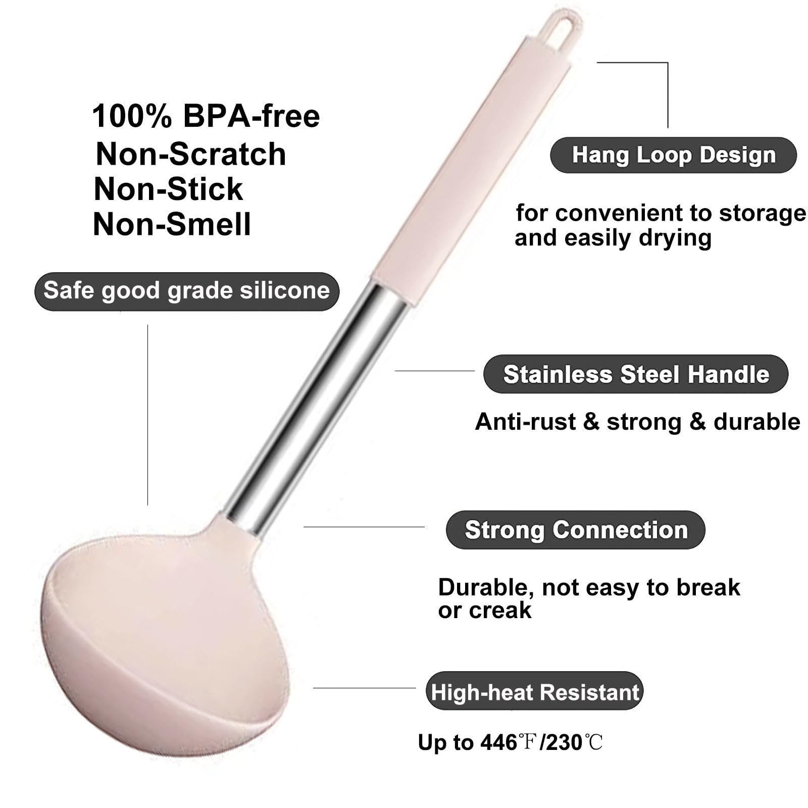 UXIYI Kitchen Utensils Set, Silicone Cooking Utensil Set, Cooking Tools Turner Spatula Set including Stainless Steel Handle - Image 3