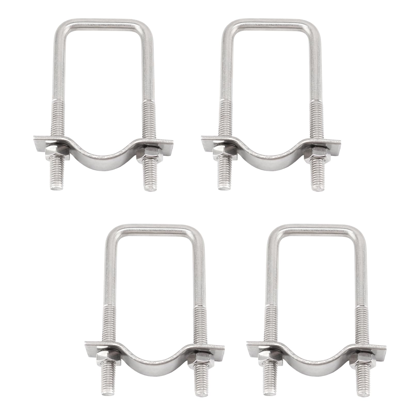 (4 Pieces) 8x40x120mm 304 Stainless Steel Square U Bolts Pipe Clamps with Plates and Nuts Tuble Buckle Clamp