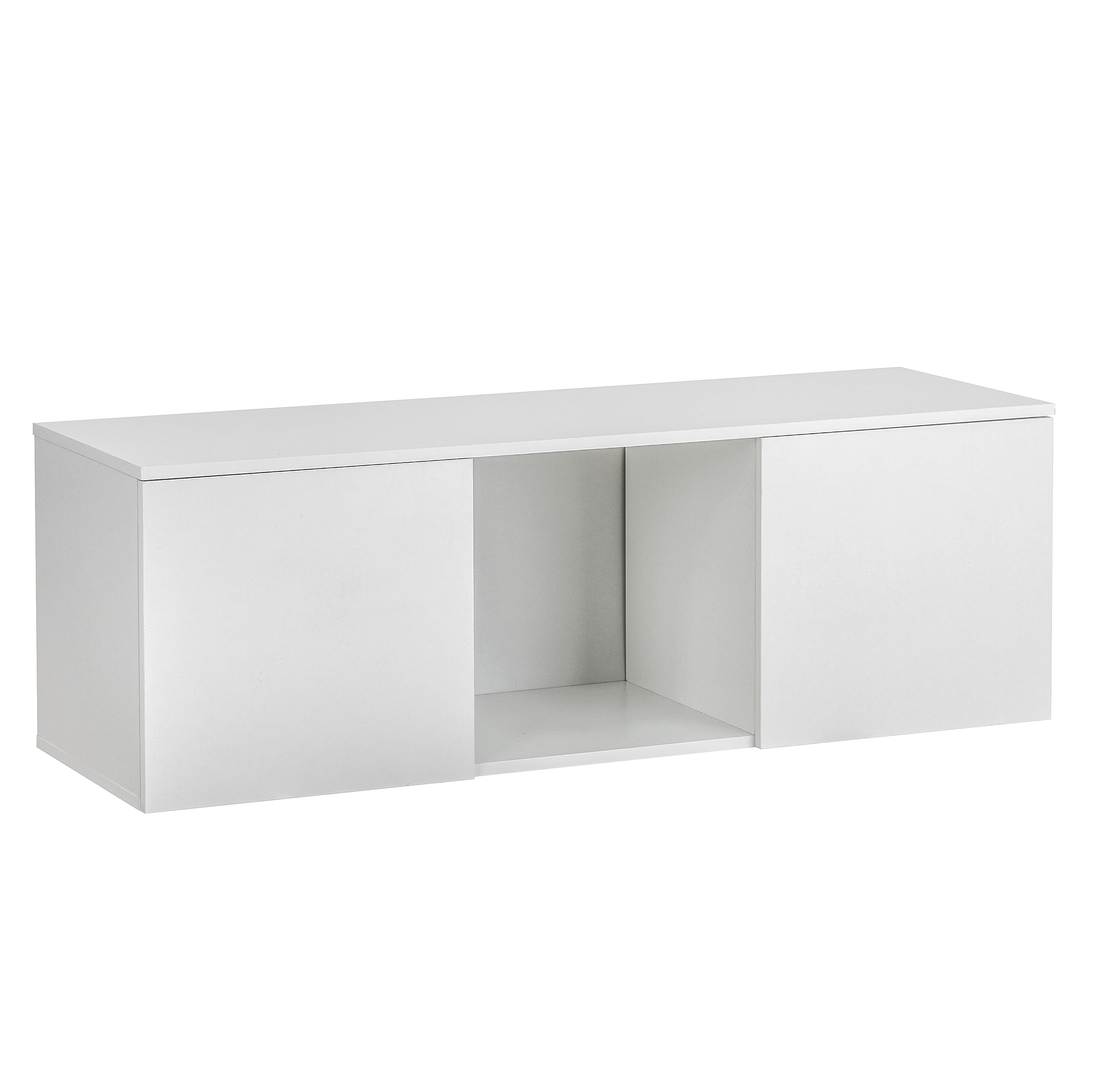 Meuble TV en bois blanc 120x40 cm conçu pour éliminer le désordre des fils multimédias