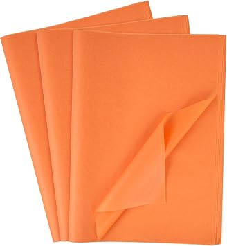 Shindel 120 Sheets Orange Tissue Paper, 20 X 14 inches | Raw Wood Pulp Paper Folds and Cuts Easily for Gift Boxes, Paper Balls, Strips, Flowers, Confetti and Printing
