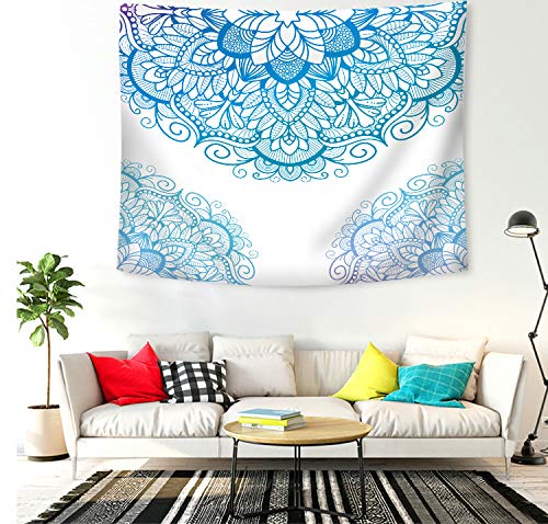 Fuortia Mandala Bohemian Farmhouse Fabric Shower Curtains Sky Blue And Purple Bathroom Curtain 69X70Inches Waterproof Bathroom Decor Set With Hooks India, Ethnic Style Hippie Bohemian Psychedelic #TOP5