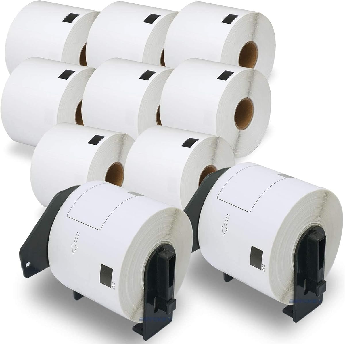 Compatible Shipping Labels Replacement for Brother DK-1202 (2.4" x 3.9"), Use with Brother QL Label Printers [10 Rolls + 2 Reusable Cartridges]