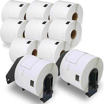BETCKEY - Compatible Shipping Labels Replacement for Brother DK-1202 2.4" x 3.9", Use with Brother QL Label Printers [10 Rolls + 2 Reusable Cartridges]