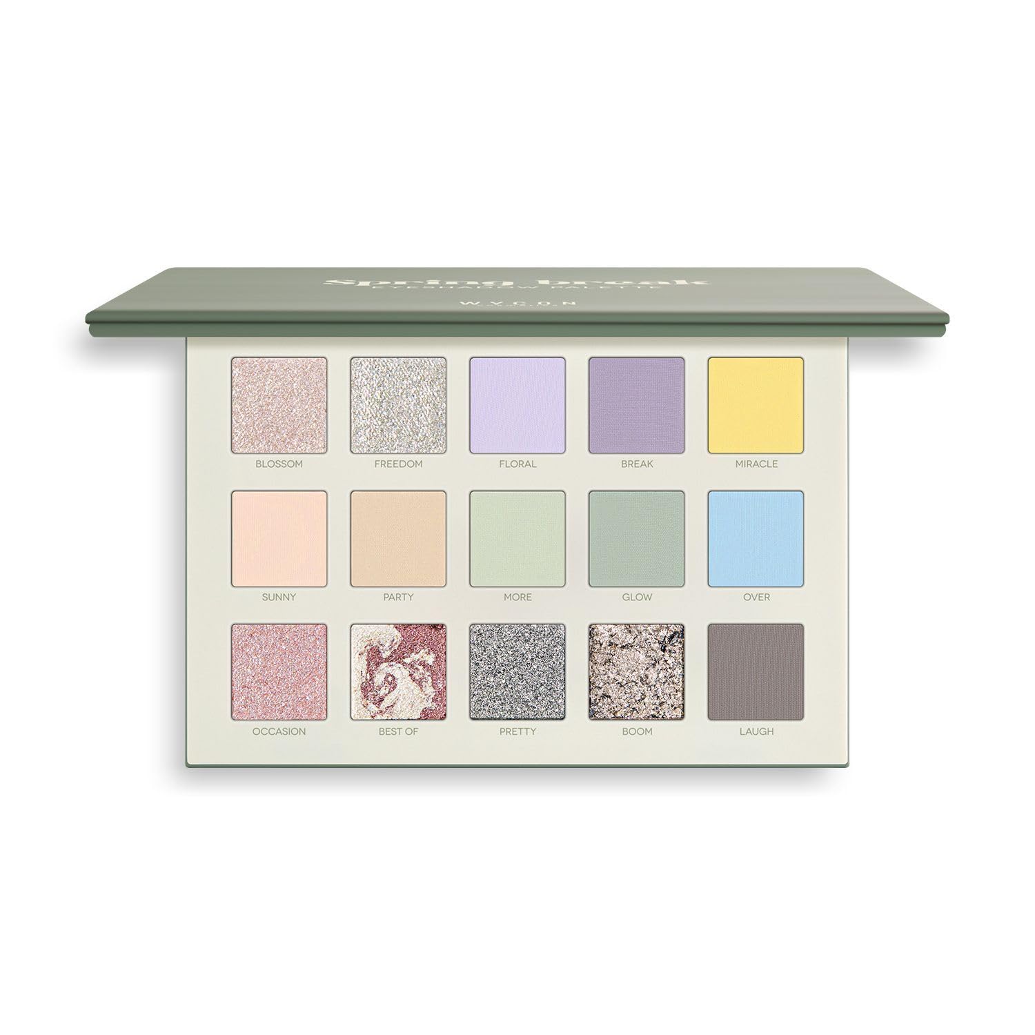 WYCON cosmetics Spring Break Lidschatten-Palette, 15 Farben, matt und schimmernd, Pastelltöne und Glitzer