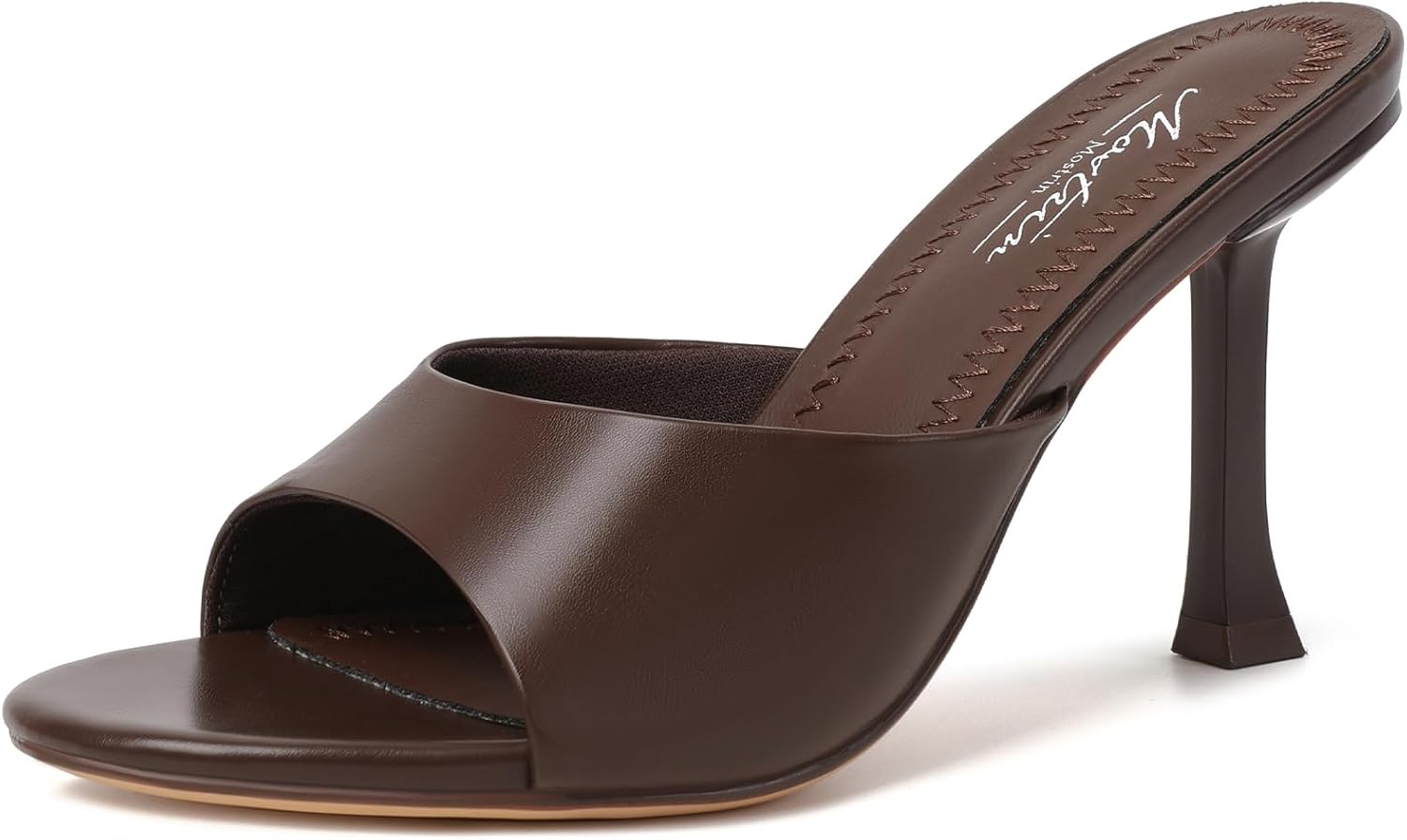 Mostrin Kitten Heels for Women Round Toe Heels With Bow Vintage Mules Sexy Slip on Stiletto Backless Sandals for Party Daily