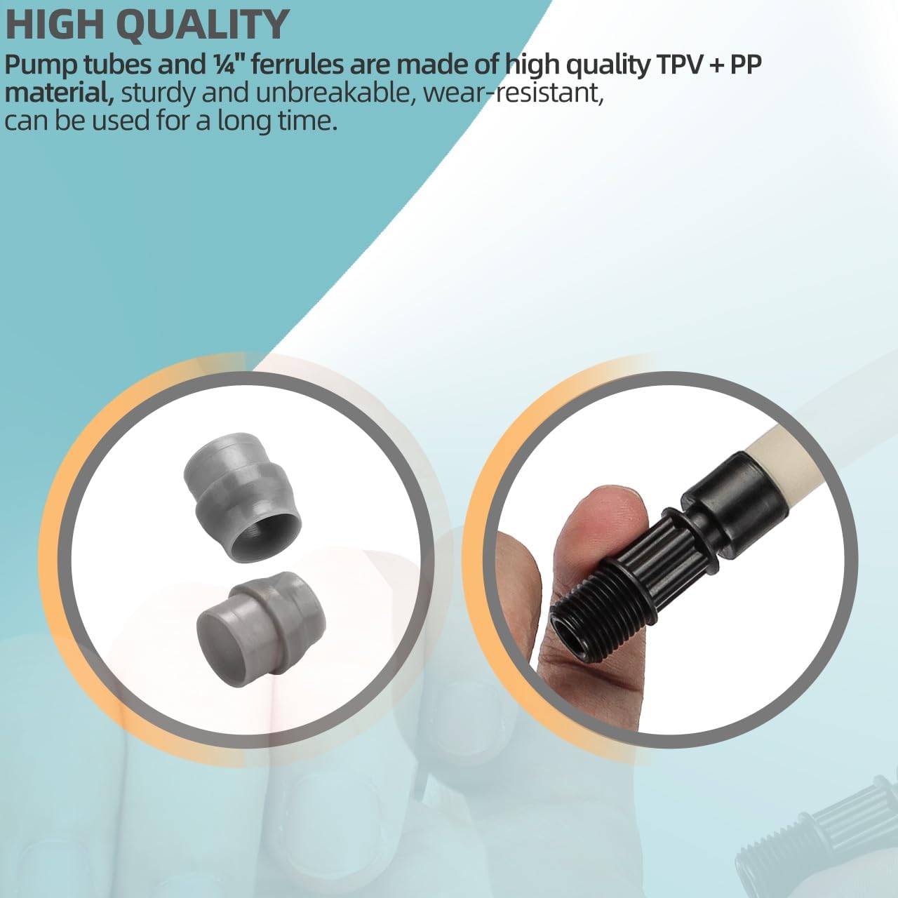 MCCP205 Pump Tube NO.5 (#5) Works with Classic 45, 85, 100, 170, S30, S34, S3V, Adjustable & Fixed, SVP, BDF Series Peristaltic Metering Pump Parts, Includes Tubes & 1/4" UCAK200 Ferrules - 5 Pack
