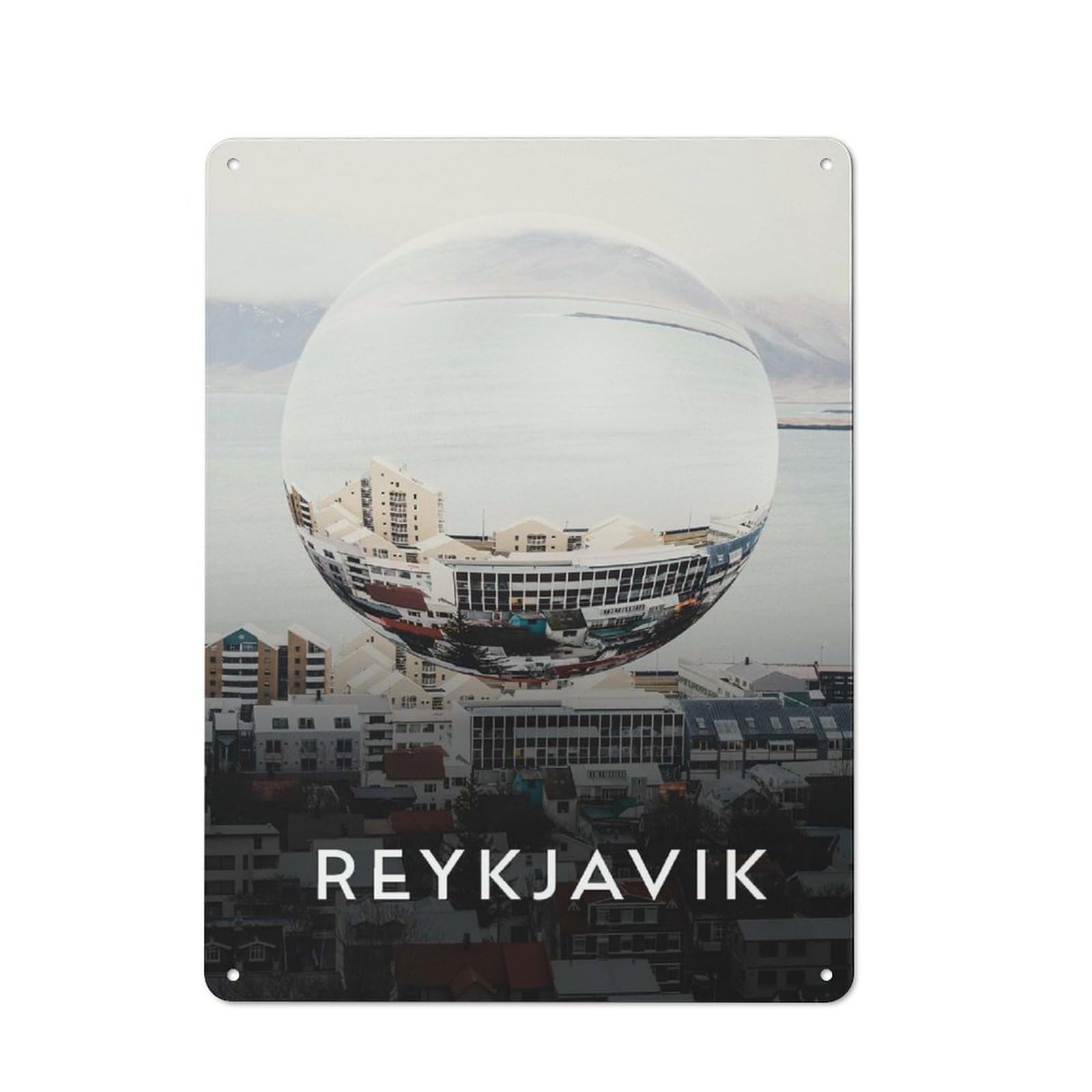 Junmoney Reykjavik Iceland Abstract 40X30cm Retro Tin Sign With For Home Office Or Studio, For Home Interiors, Feature Walls And Decorative Displays