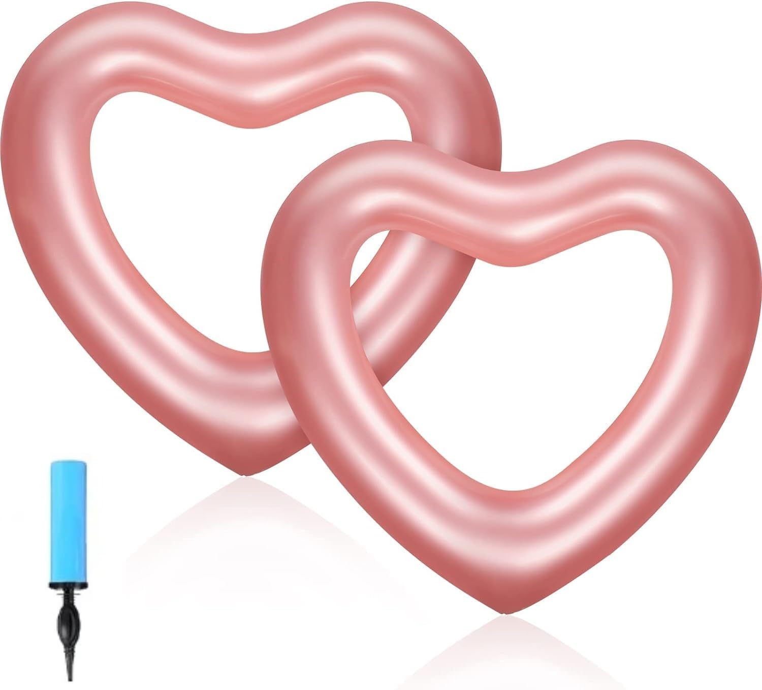 LUCKY-D 2 Pcs Heart Pool Float Inflatable Swim Rings, 120cm Bachelorette Party Pool Float Loungers Tube, Heart Shaped Summer Swimming Ring, Water Fun Beach Party for Adults