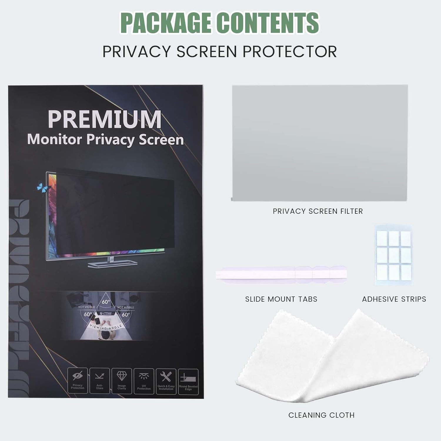 [2 Pack] 27 Inch Computer Privacy Screen Protector for 16:9 Widescreen Monitor - Anti-Glare, 30° Anti-Spy Privacy Filter for LG HP AOC Samsung Acer and More, Width: 613mm and Height: 369mm Computer Privacy Screen Field