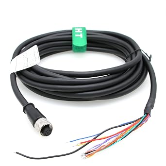 Cable for Cognex in-Sight 3800 9000 470 Microscan MV-4000 Sensor Camera, M12 A-Coded 12 Pin Female to Flying Lead 24V Power IO RS232 3m