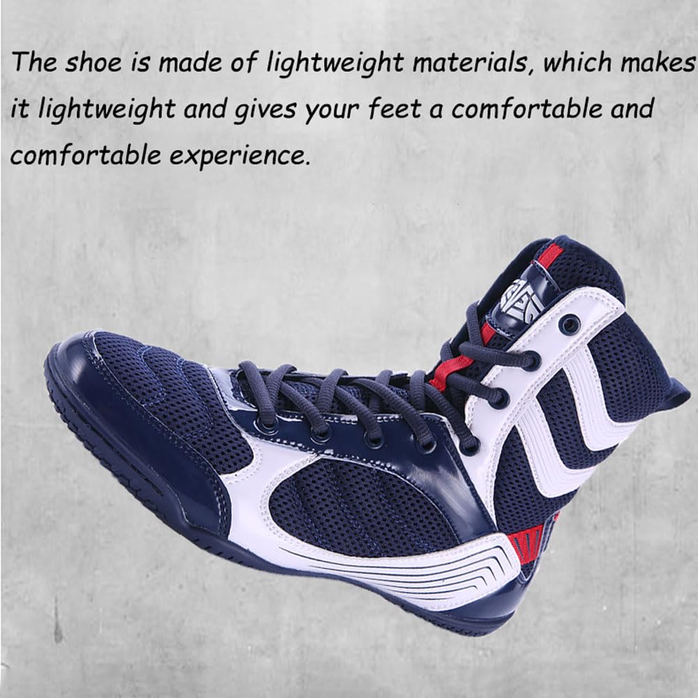 Zapatos de boxeo para hombres mujeres, botas de lucha, Muay Thai Kickboxing Sanda Zapatos de boxeo de caña alta Zapatillas deportivas de entrenamiento físico para interiores antideslizante, 36-46 EU
