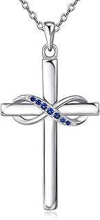 925 Sterling Silver Cross Necklace for Women Infinity Necklace 14K Rose Gold Plated Necklaces