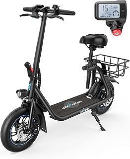 Homepatche C1 Electric Scooter with Seat, 450W Powerful Motor up to 22 Miles Range, Foldable Electric Scooter for Adults M...