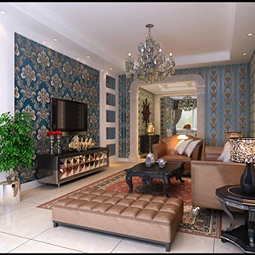 Miniatura 3 de QIHANG Fondo de pantalla de damasco estereoscópico 3D en relieve no tejido para dormitorio, TV, fondo de pantalla de sala de estar, 1.7 ft de ancho