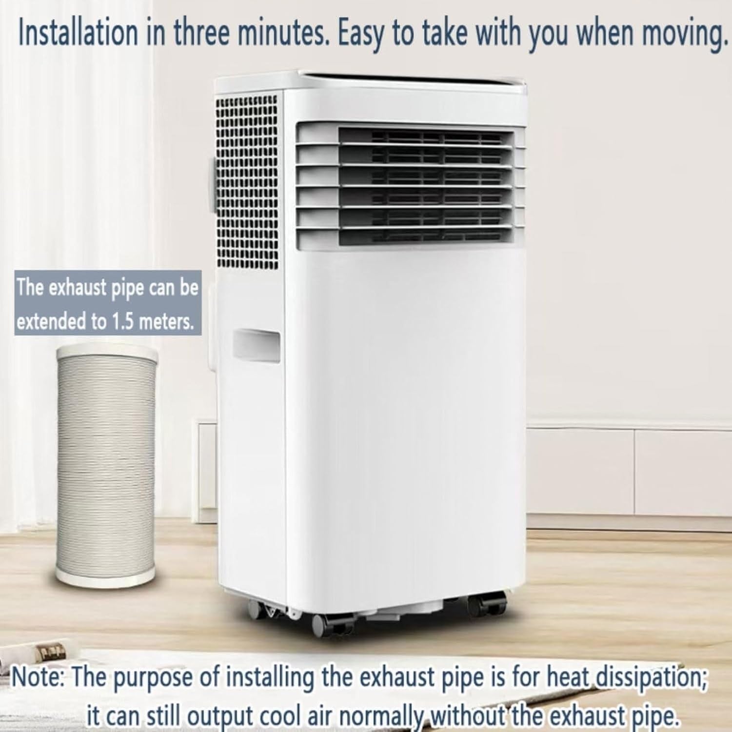 Aire Acondicionado Portátil 3500 BTU Unidad AC con Deshumidificador y Ventilador, Control Remoto y Temporizador 24 Horas, para Habitaciones hasta 28 m², fácil i, Estilo 1, Modelo de Control Remoto