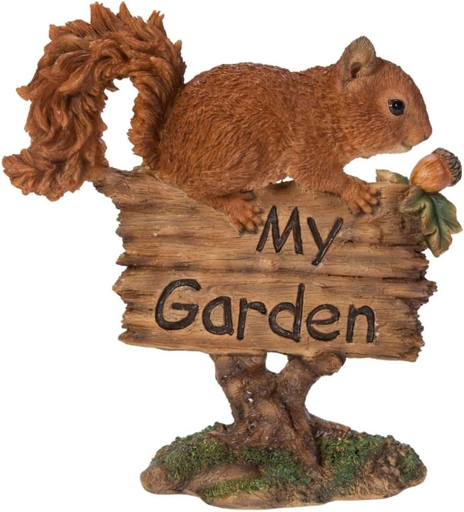 Oubia Squirrel Garden Sign, 5.5 x 2.4 x 5.9 inches (14 x 6 x 15 cm), Doll, Figurine, Figurine, Animal, Animal, Garden Decoration, Squirrel H21292