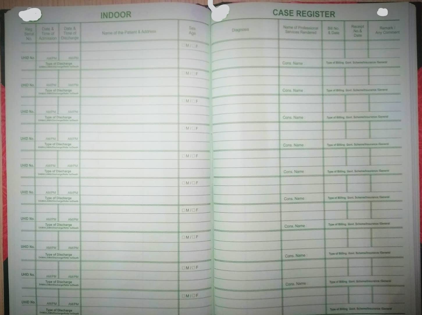 NABH IPD Register | Admission Register (200 Pages)