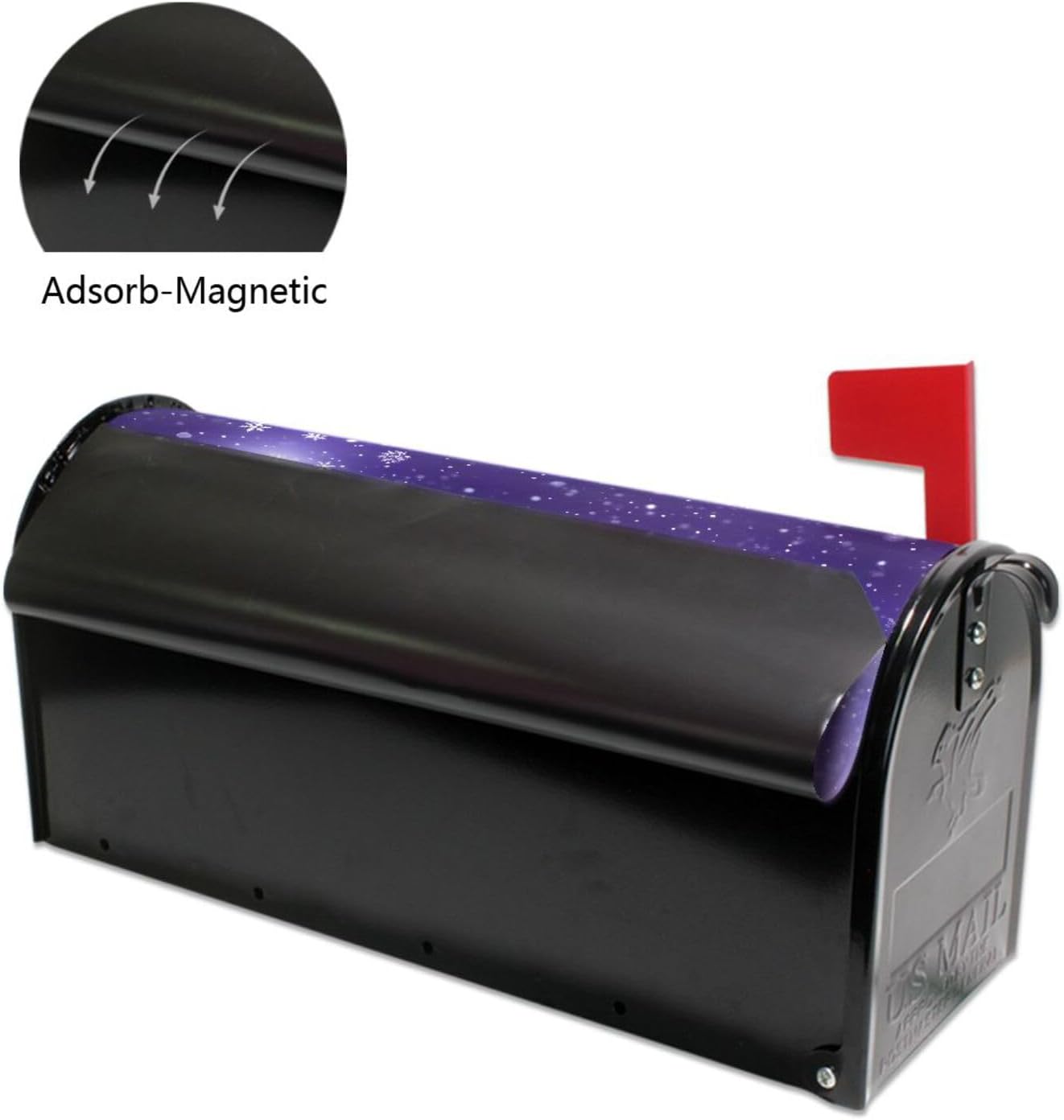 ALAZA Purple Christmas Tree Snowflakes Magnetic Mailbox Cover MailWraps Garden Yard Home Decor for Outside Oversized-25.5" x20.8"