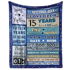 Julazy Blaue 15. Geburtstag Flanelldecke 127x152cm