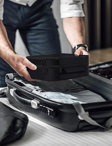 Miniatura 6 de Smof Organizador de viaje electrónico, bolsa organizadora de cables impermeable para accesorios electrónicos, 3 capas, grande, a prueba de golpes,