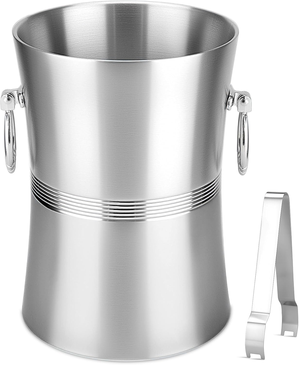 Wine Chiller Bucket, Stainless Steel Double Wall Wine Chillers for Bottles, Champagne Chiller, Ice Bucket Fits Most Standard Sized Bottles(3 Liter)