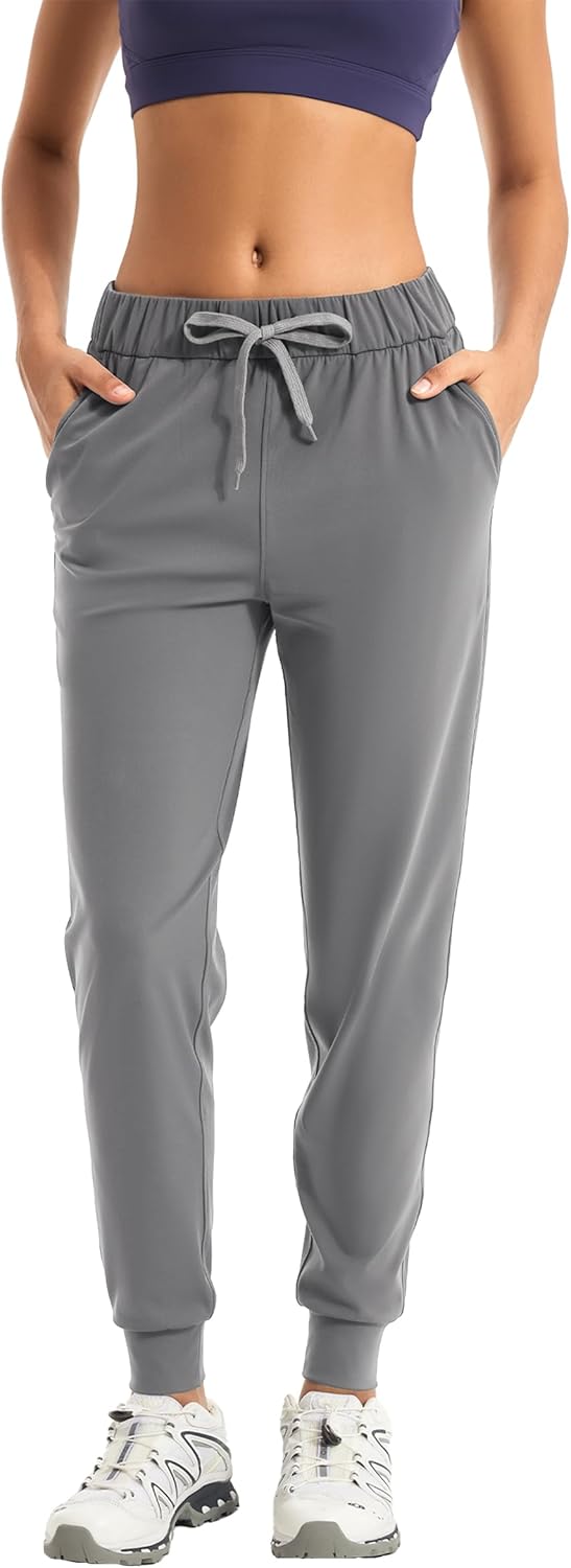 Women's Joggers Pants with Pockets Drawstring Running Sweatpants Workout Casual Tapered Pants