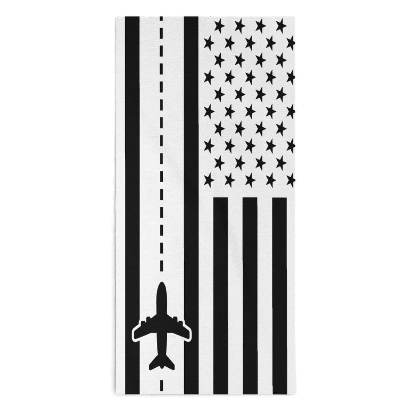 NCLQVJXZKHW Airplane Pilot US Am-ericans-Flag Hand Towels Soft Face Towel Gym Bathroom Travel Hotel 13"x28"
