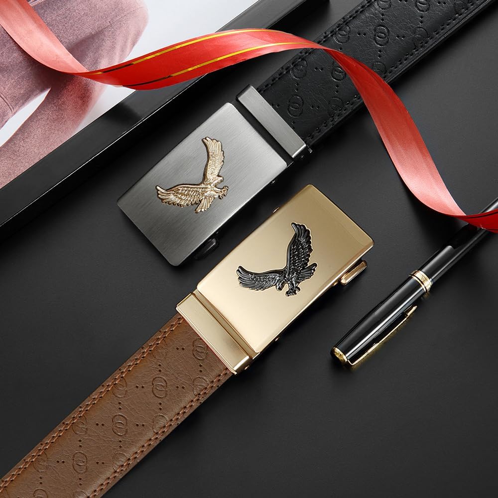 DOOPAI Men's Leather Ratchet Belts 2 Pack Adjustable Click Belt Set for Dress & Casual, Custom Fit 1 3/8" (35mm) -Trim to Fit - Image 3