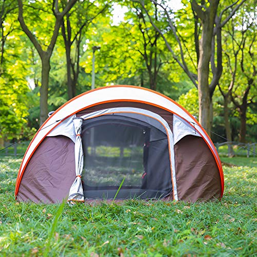 Echosmile Camping Instant Tent, 4-6 Person Pop Up Tent, Water Resistant Dome Tent, Easy Setup For Camping Hiking And Outdoor, Portable Tent With Carry Bag, For 3 Seasons (White&Brown (4-6 Person) #TOP2