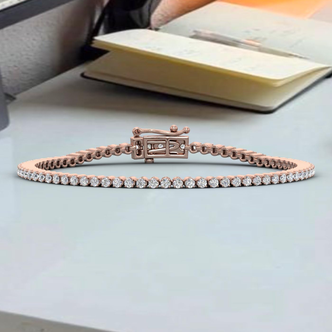 2 Carat Natural Diamond Tennis Bracelet for Women in 14K Gold (6.85 Inch) - IGI Certified (SI1-SI2 Clarity)