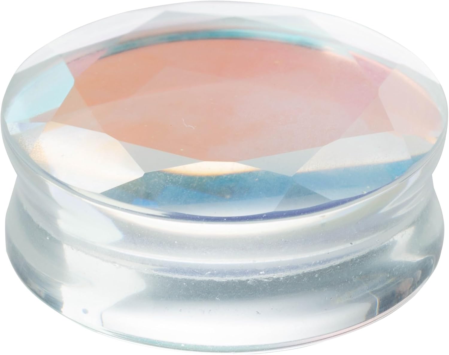 Pierced Owl Iridescent Glass Faceted Convex Double Flared Plugs, Sold as a Pair - Image 5