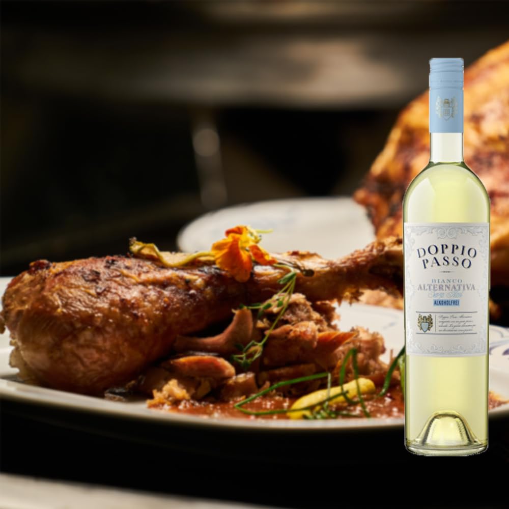 Doppio Passo Bianco Alternativa, alkoholfrei, sortenreines Weinpaket + VINOX Winecards (6x0,75l)