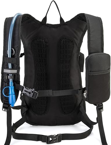 Miniatura 8 de Mochila de hidratación con vejiga de agua de 2L, mochila de senderismo de 18L para mujeres y hombres, hidropaquete ligero aislado para ciclismo,