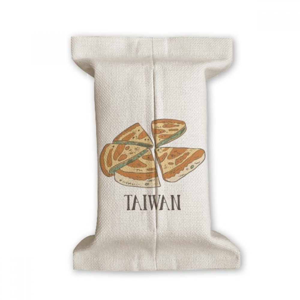 Pochette coton lin cuisine contre le désordre : papier de soie voyage pizza Taiwan 17x27cm