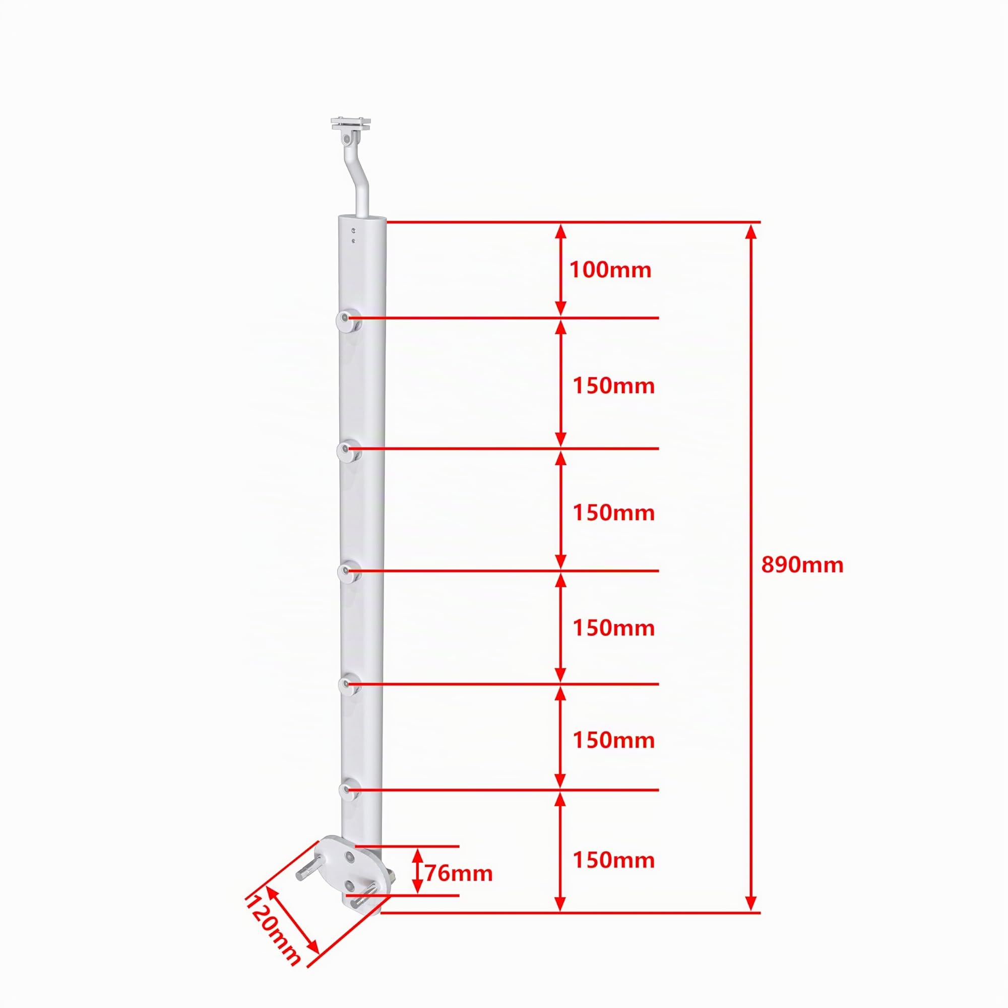 AICA Barandilla de Aluminio, 100 cm Pasamanos de Escaleras, Parapeto de Aluminio con 5 travesaños para balcón, escaleras, interior y exterior - fijaciones lateral