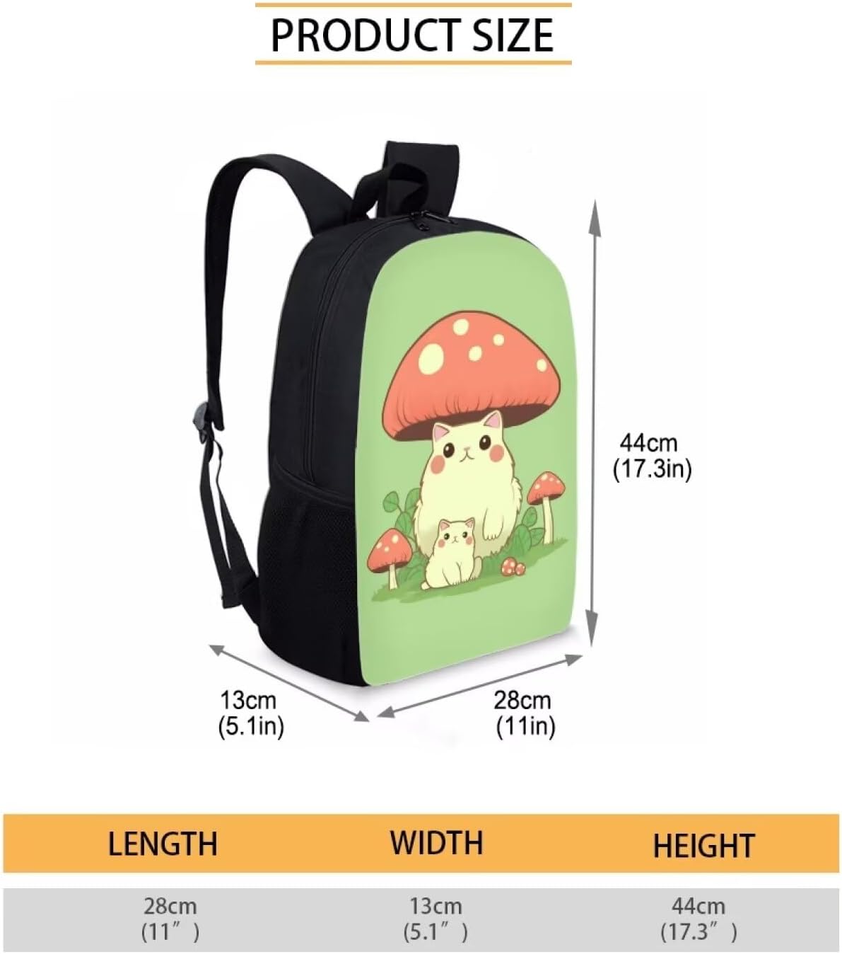 Upetstory Mushroom Cat Backpack for Girls Boys Bookbag Sets with Lunch Bag Pencil Case Kids School Bag for Teen Elementary Preschool Travel Daypack Kindergarten Elementary Water Bottle Sleeve